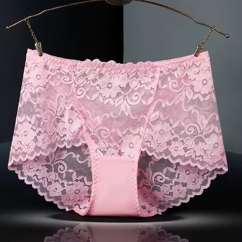Middle Waist Lace Embroidery Comfort Intimates Breathable Underpants